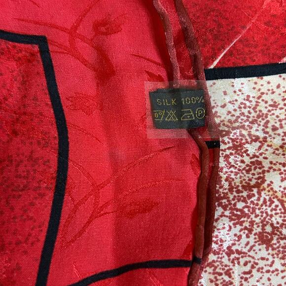 100% Silk Hand Rolled Scarf, Large 33x33 Square - Picture 3 of 5